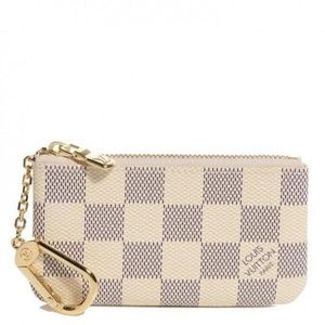 White Cles Damier Azur Key, Credit Card Wallet